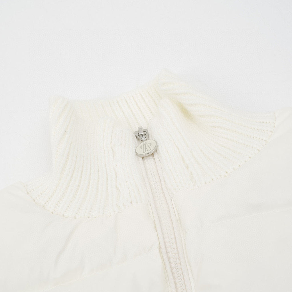 Moncler Padded Knit-Sleeve Bomber Jacket - Ivory - detail 1
