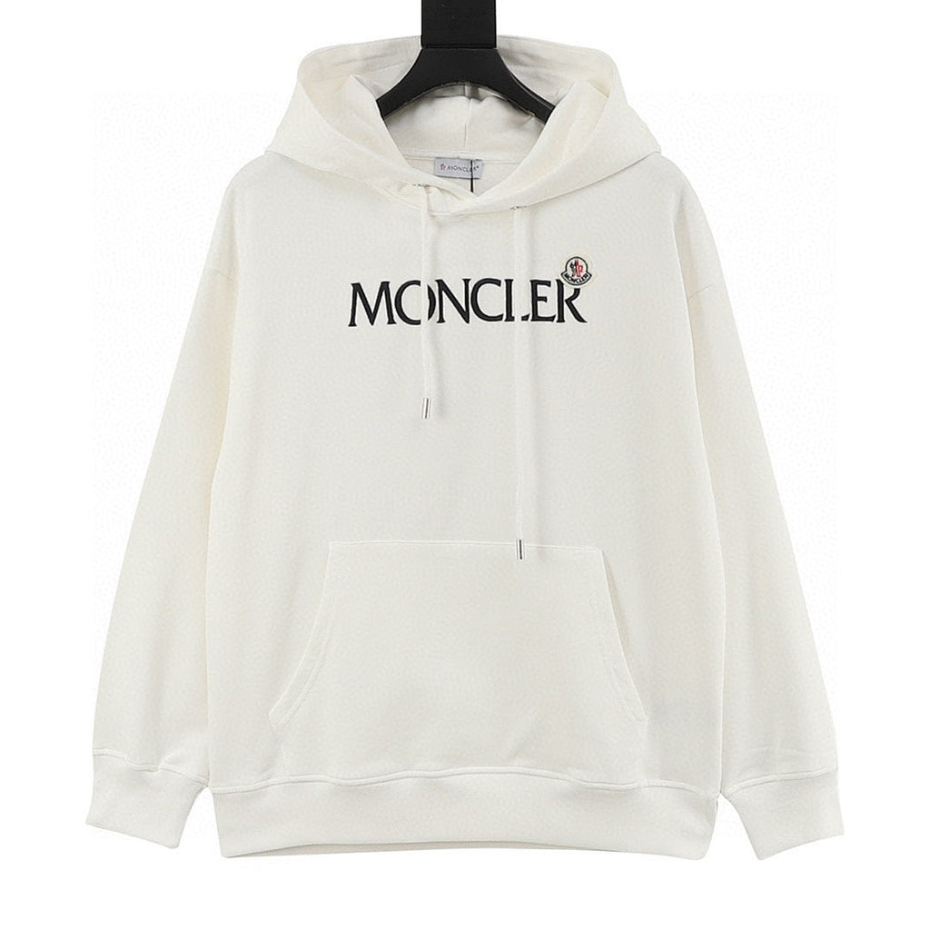 Moncler Chest-Logo Pullover Hoodie - Ivory - front view