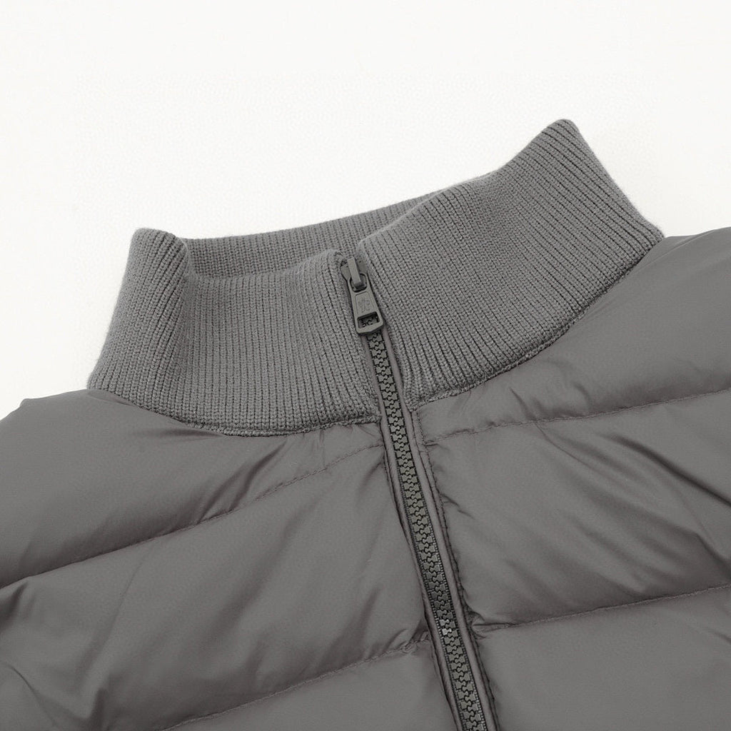 Moncler Men's Striped-Sleeve Padded Zip Cardigan - Gray - detail 1