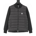 Moncler Quilted-Front Knit Zip Cardigan - Black - front view