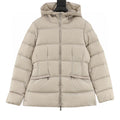 Moncler Avoce Women's Fitted Hooded Down Jacket - Taupe - front view