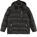 Moncler Drawstring Hooded Down Jacket - Black - front view