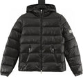 Moncler Women's Tape-Trim Hooded Down Jacket - Black - front view
