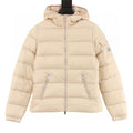 Moncler Women's Tape-Trim Hooded Down Jacket - Beige - front view