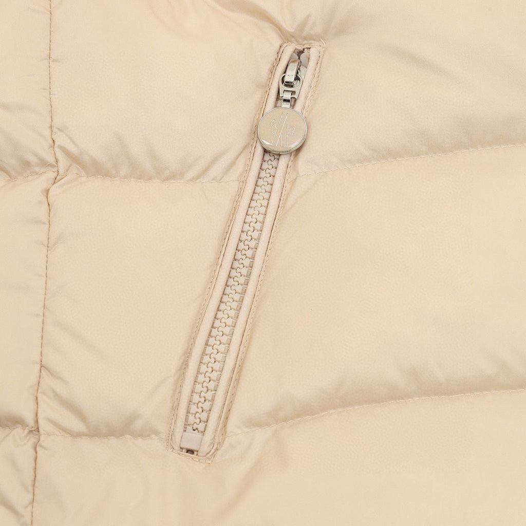 Moncler Women's Tape-Trim Hooded Down Jacket - Beige - detail 3