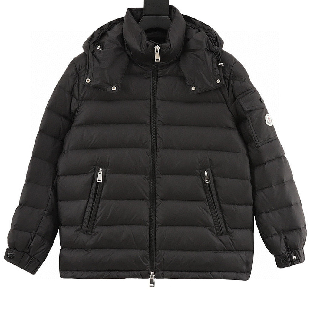 Moncler Maya Lightweight Hooded Down Jacket - Black - front view