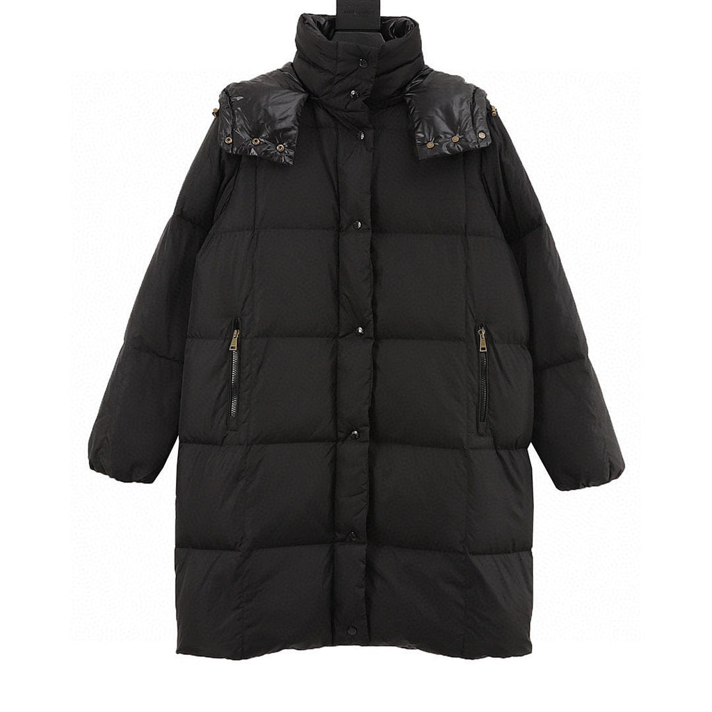 Moncler Women's Long Hooded Down Coat - Black - front view