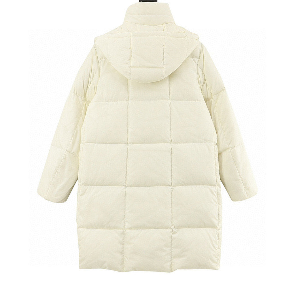 Moncler Women's Long Hooded Down Coat - Ivory - back view