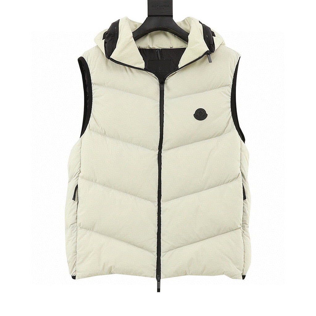 Moncler Black-Badge Hooded Down Vest - Ivory - front view