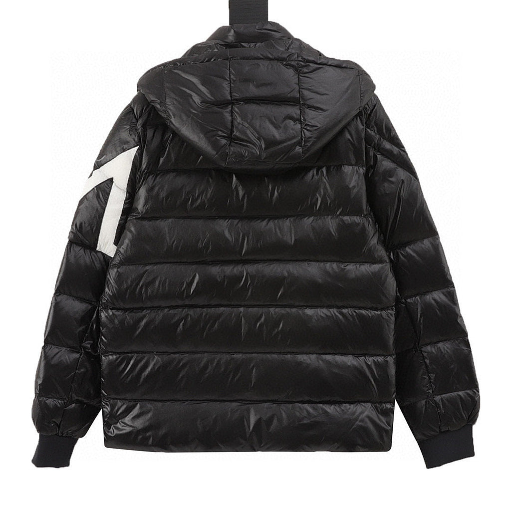 Moncler Corydale Sleeve-Stripe Hooded Down Jacket - Black - back view