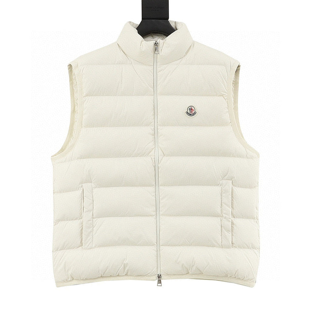 Moncler Letter-Trim Quilted Vest - Ivory - front view