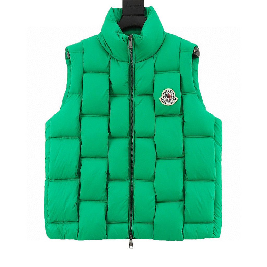 Moncler Woven-Panel Padded Vest - Green - front view