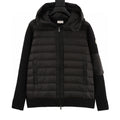 Moncler Knit-Sleeve Hooded Padded Cardigan - Black - front view
