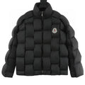 Moncler Woven-Panel Down Jacket - Black - front view
