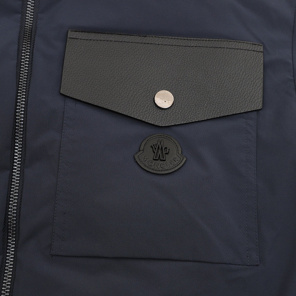 Moncler Chest-Pocket Hooded Down Jacket - Navy - detail 2