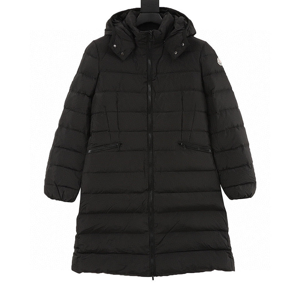 Moncler Women's Slim Long Hooded Down Coat - Black - front view