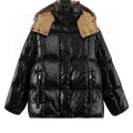 Moncler Contrast-Hood Down Jacket - Black and Gold - front view