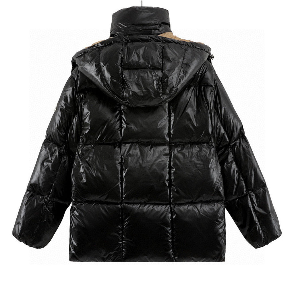 Moncler Contrast-Hood Down Jacket - Black and Gold - back view