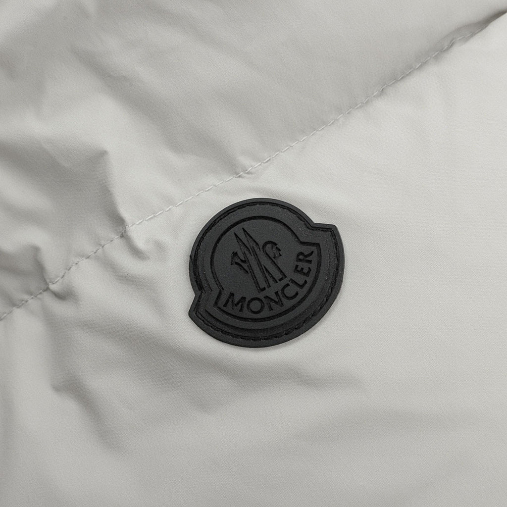 Moncler Embossed-Placket Hooded Down Jacket - Light Gray - detail 3