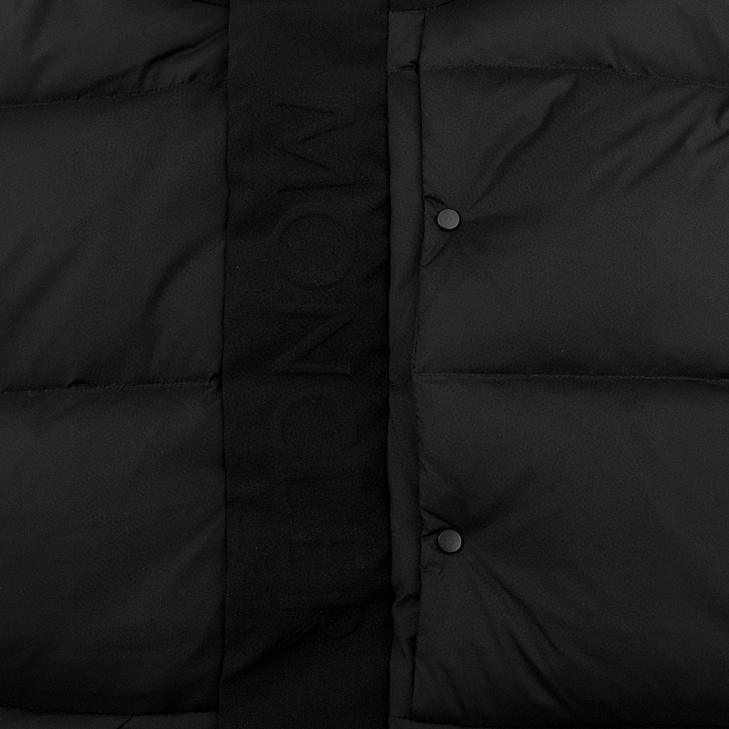 Moncler Embossed-Placket Hooded Down Jacket - Black - detail 3
