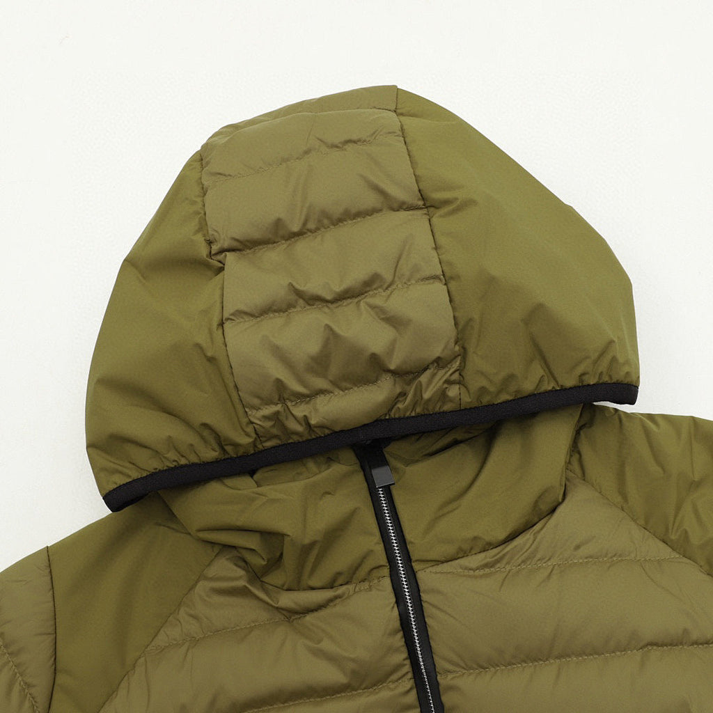 Moncler Lightweight Panelled Hooded Down Jacket - Olive - detail 1
