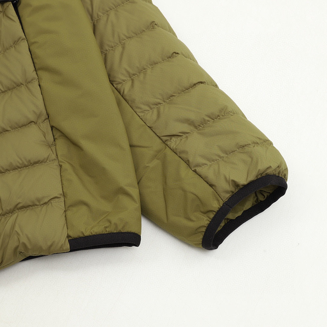 Moncler Lightweight Panelled Hooded Down Jacket - Olive - detail 2