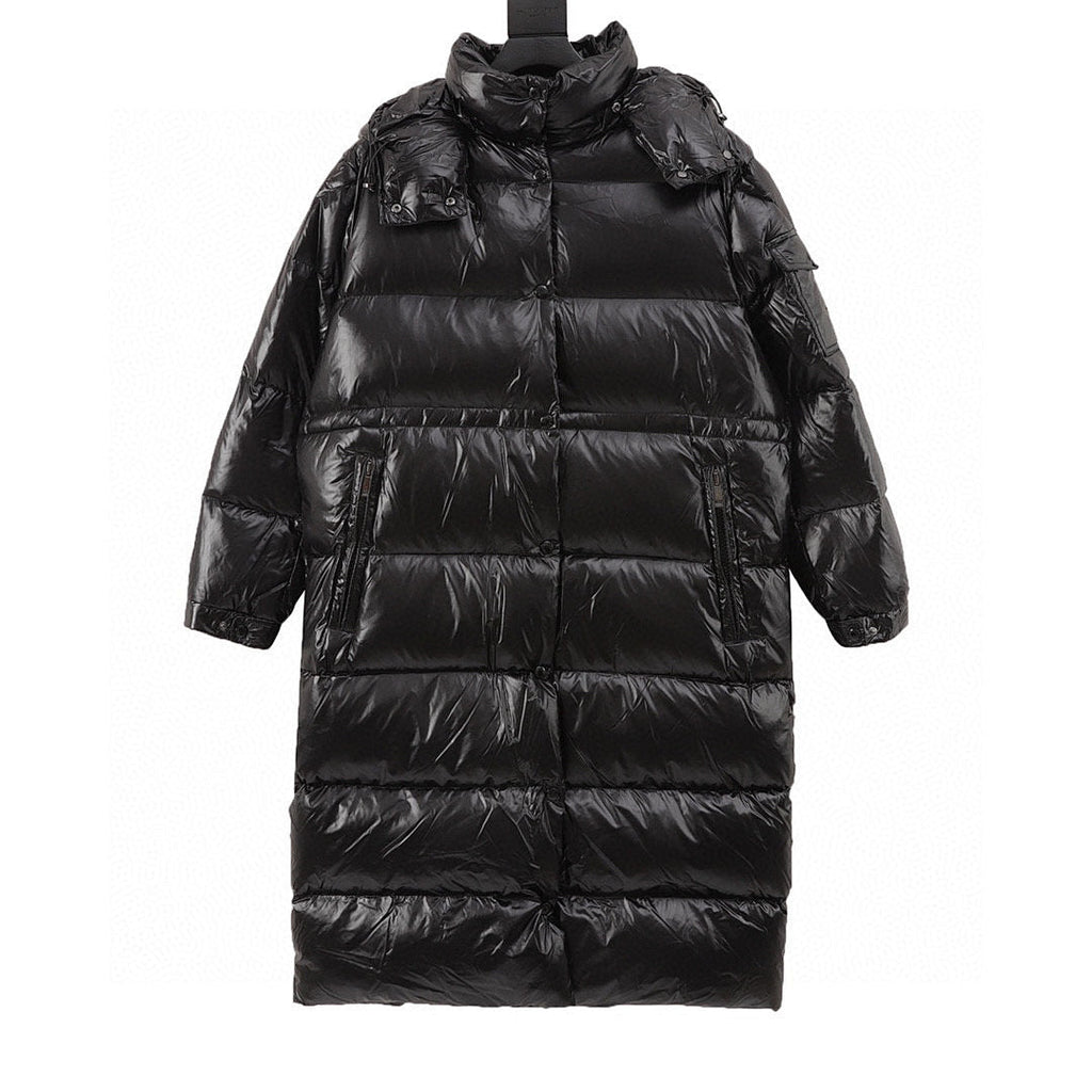 Moncler Detachable-Hood Long Down Coat - Black - front view