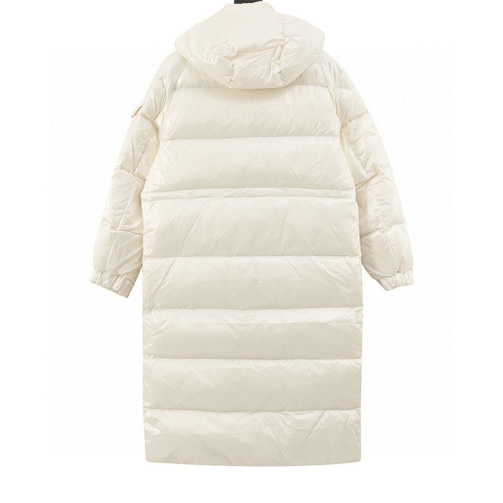 Moncler Detachable-Hood Long Down Coat - Ivory - back view