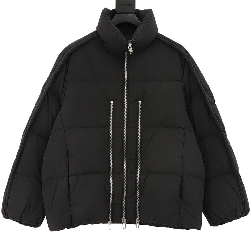 Moncler Multi-Zip Stand-Collar Down Jacket - Black - front view