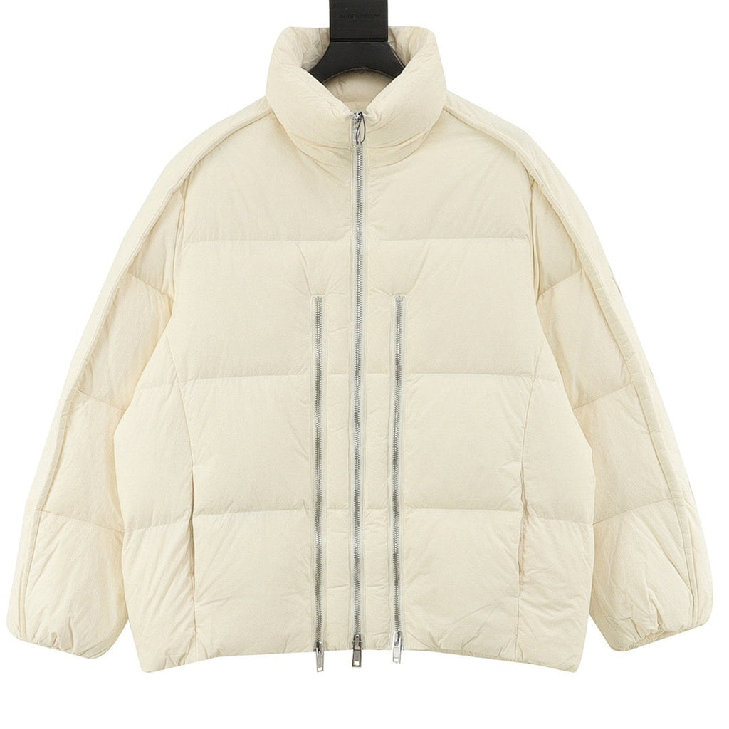 Moncler Multi-Zip Stand-Collar Down Jacket - Ivory - front view