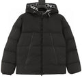 Moncler Letter-Trim Hooded Down Jacket - Black - front view