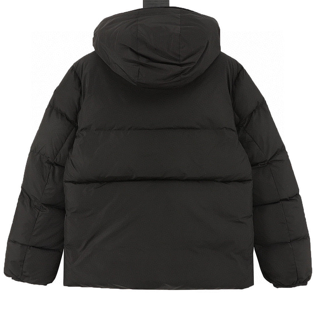 Moncler Letter-Trim Hooded Down Jacket - Black - back view