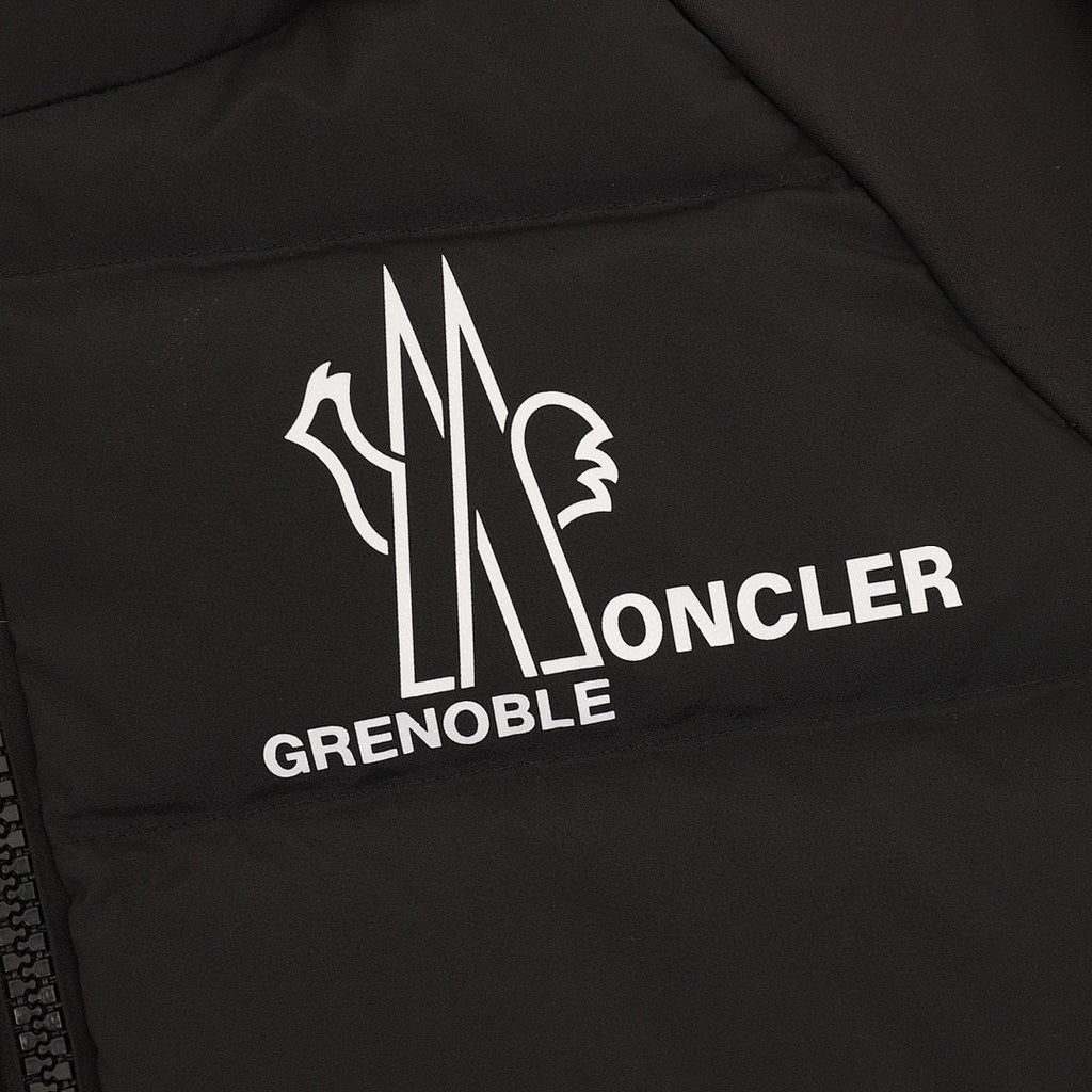 Moncler Contrast-Sleeve Hooded Down Jacket - Black - detail 2