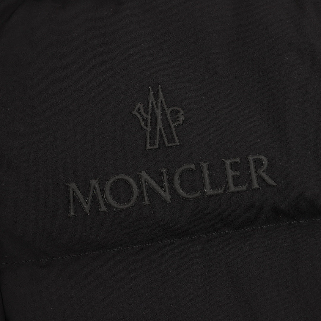 Moncler Chest-Letter Hooded Down Jacket - Unisex Black - detail 2