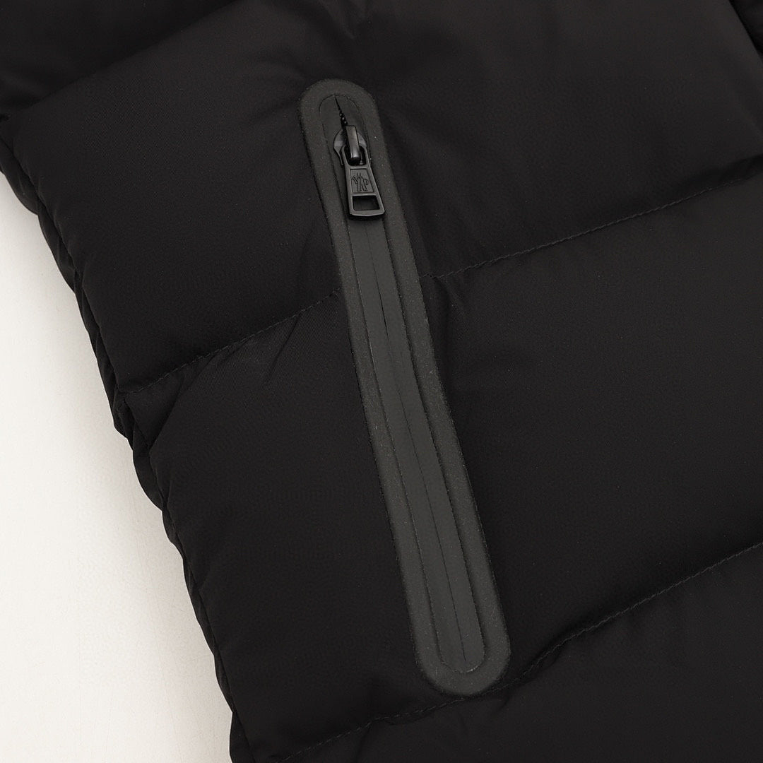 Moncler Chest-Letter Hooded Down Jacket - Unisex Black - detail 3
