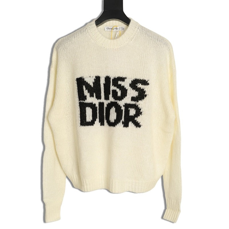 Dior Miss Dior intarsia open-knit sweater ivory front