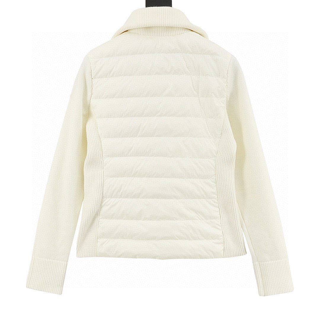 Moncler Padded Knit Zip Cardigan Jacket - Women's Ivory - back view