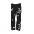 Chrome Hearts Pink and Checkered Cross Patch Jeans - Black - front view