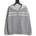 Dior CD Oblique reversible stripe zip hoodie grey front
