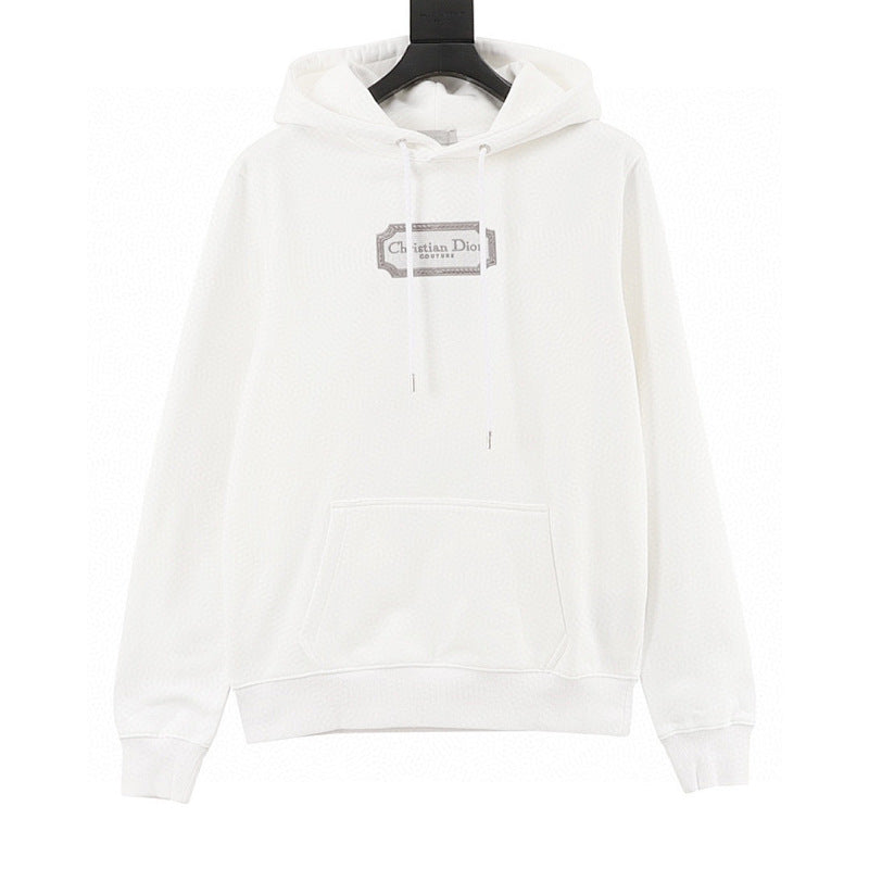 Dior Silver Label Embroidered Hoodie white background front view