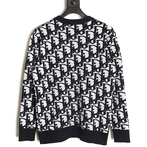 Dior Oblique cotton-wool jacquard sweater navy back