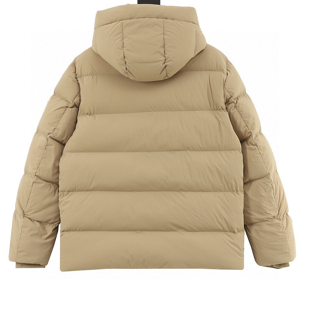Moncler Chest-Letter Hooded Down Jacket - Unisex Khaki - back view